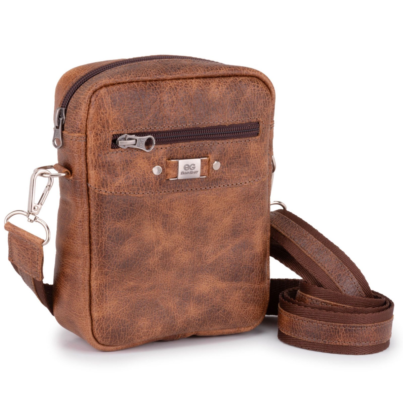 Shoulder Bag Couro Rústico Compacta E Estilosa ello griff MARROM