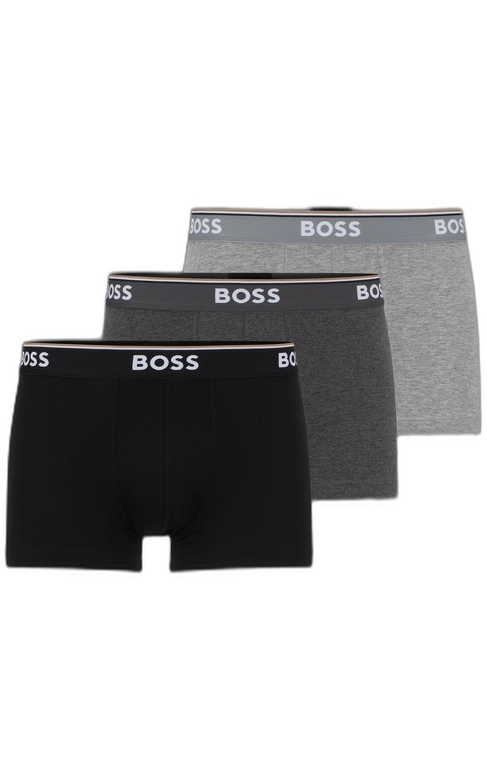 Conjunto De Três Boxers De Algodão Stretch Com Logo Na Cintura