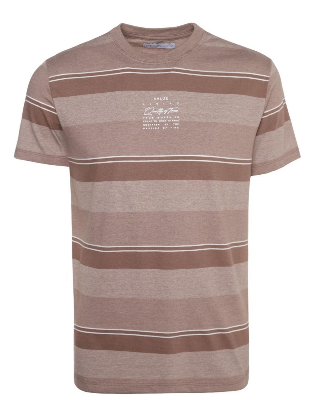 Camiseta Manga Curta Listrada Elétron Masculina MARROM