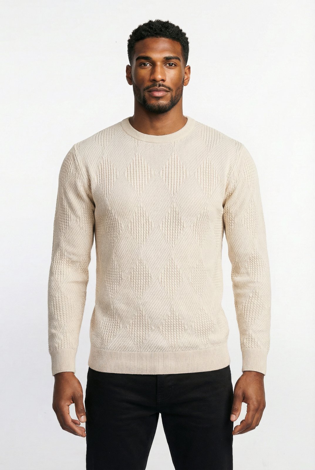 Blusa masculina trabalhada gola redonda 90216 - Cru