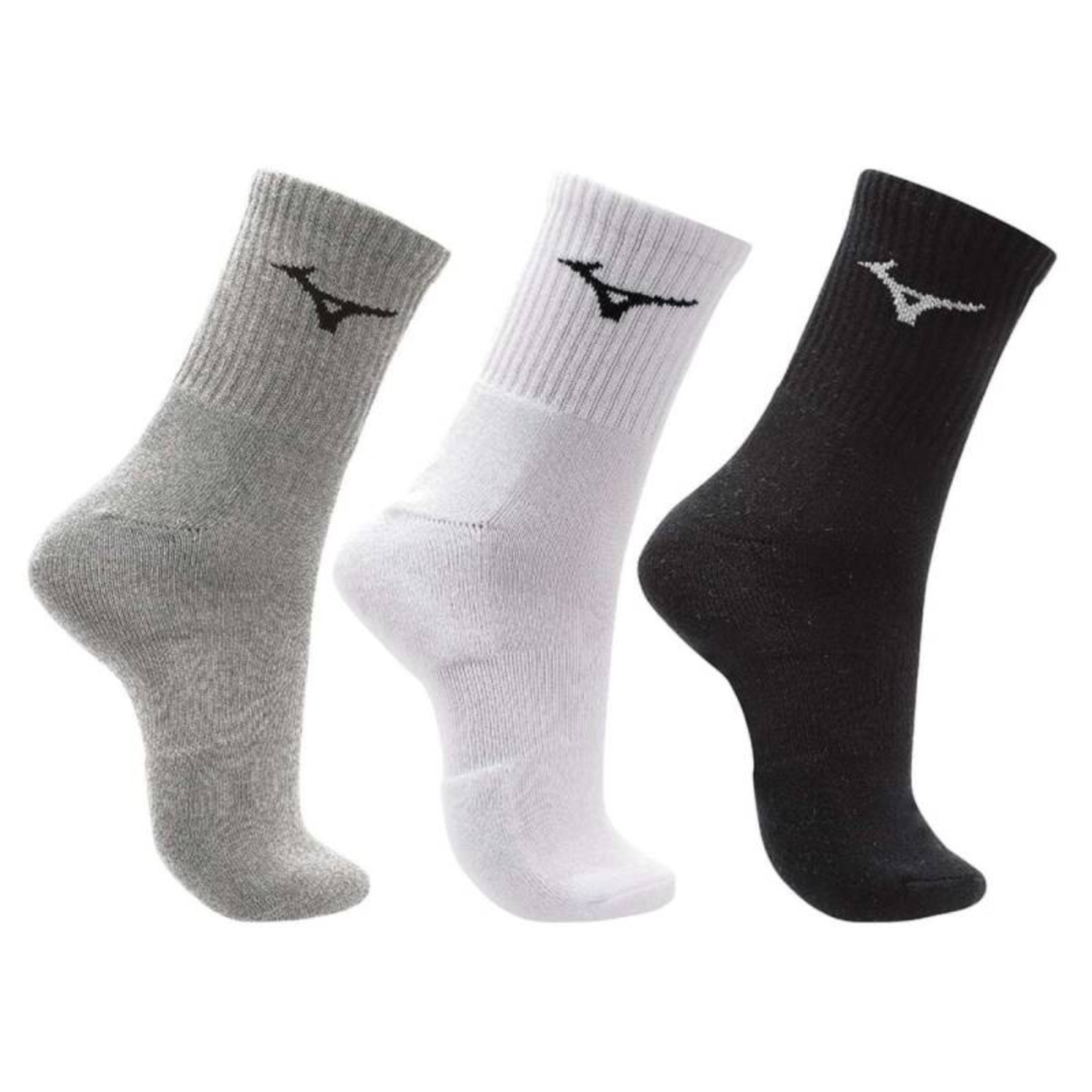 Vista 2 Meia Mizuno Cano Médio Prime Kit 3 pares - Feminina multicolorido Mizuno multicolorido