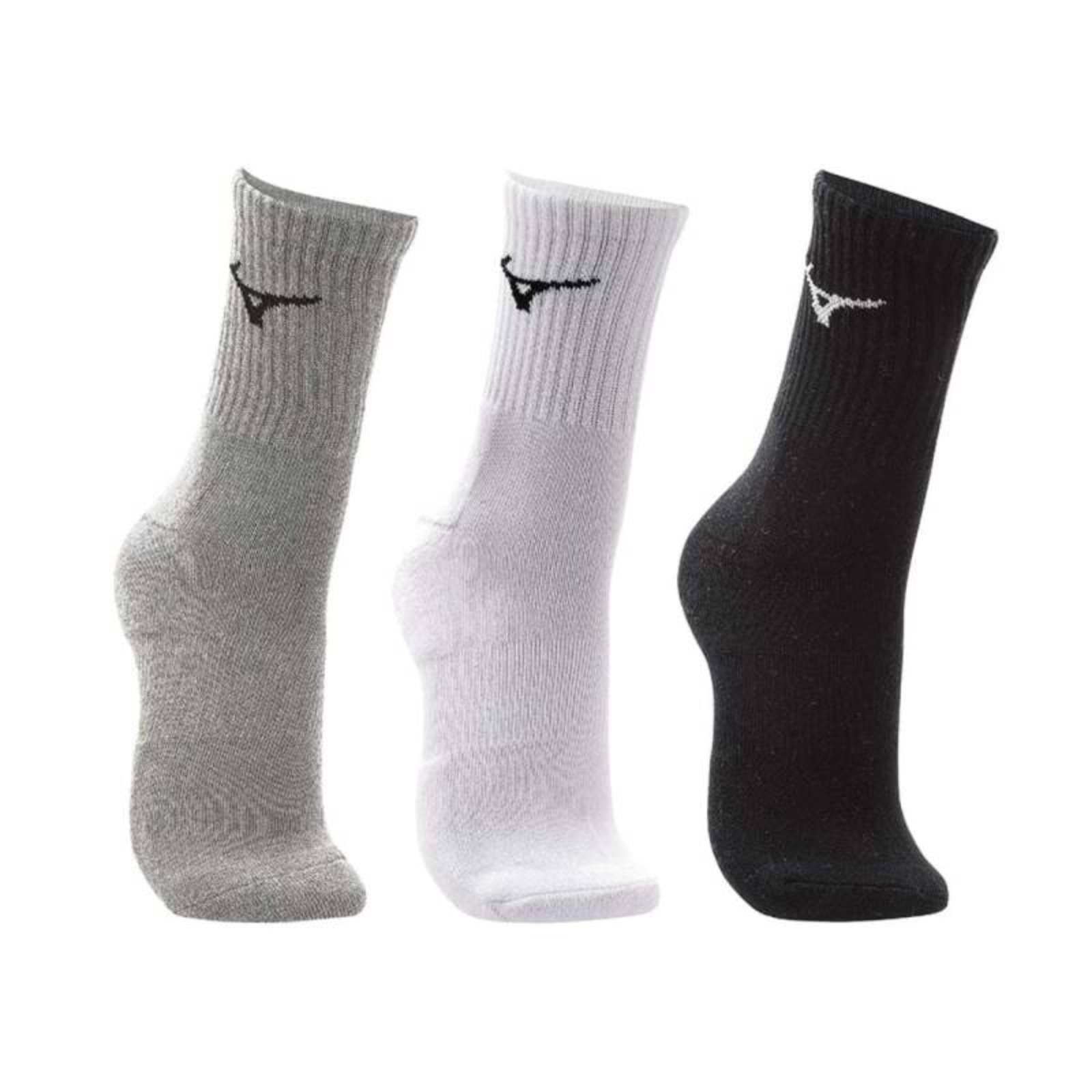 Vista 3 Meia Mizuno Cano Médio Prime Kit 3 pares - Feminina multicolorido Mizuno multicolorido