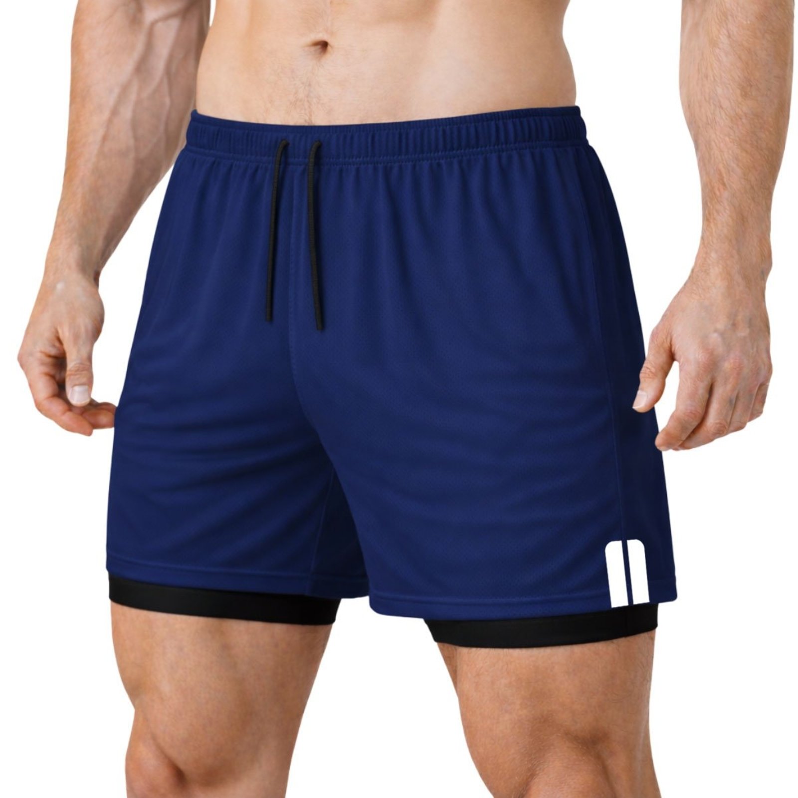 Short Treino Dry Fit Térmico 2 em 1 com Bolso para Celular e Porta-Toalha Calção Fitness Academia