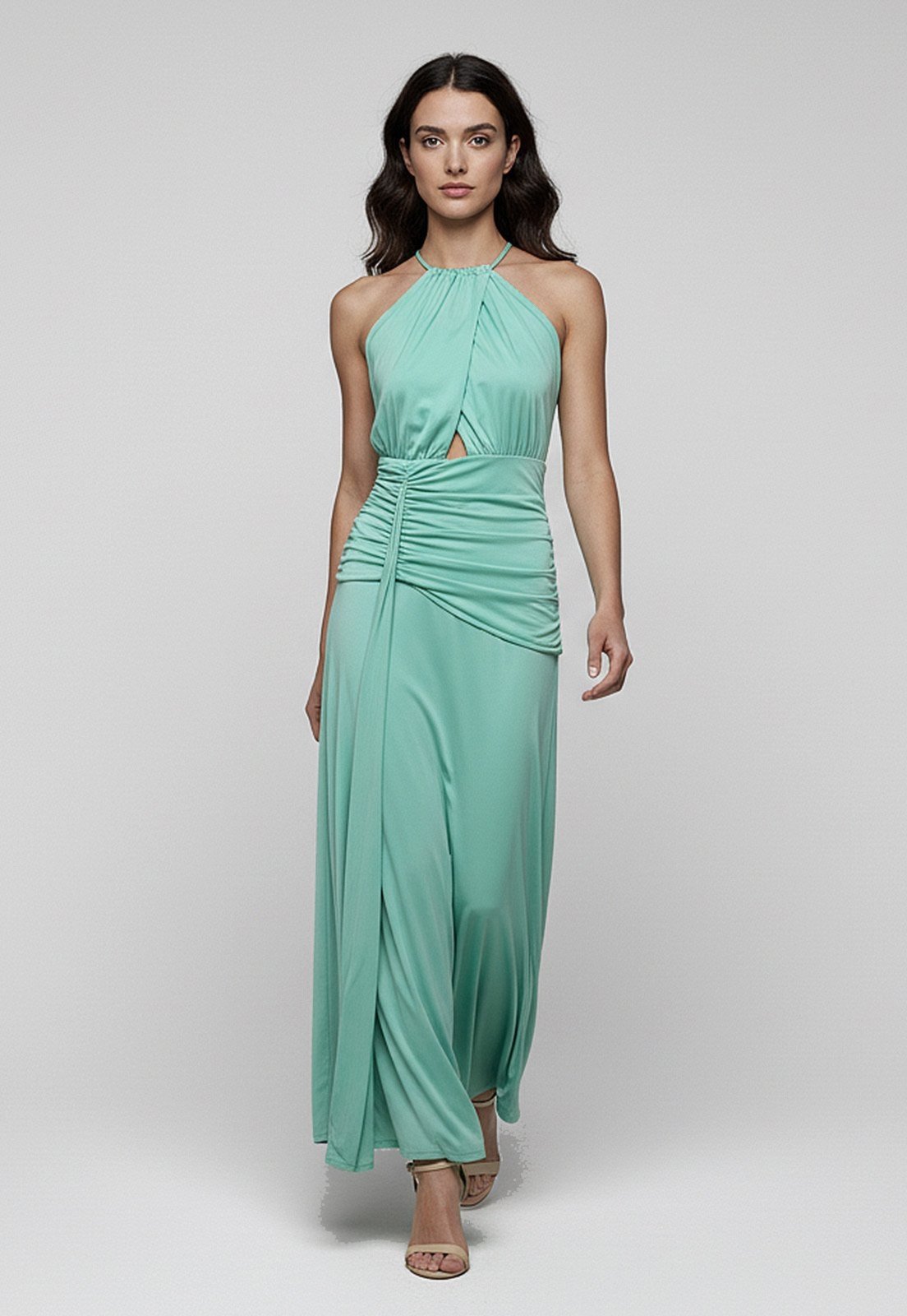 Vestido Bisô Festa Frente Única Longo Verde – Verde