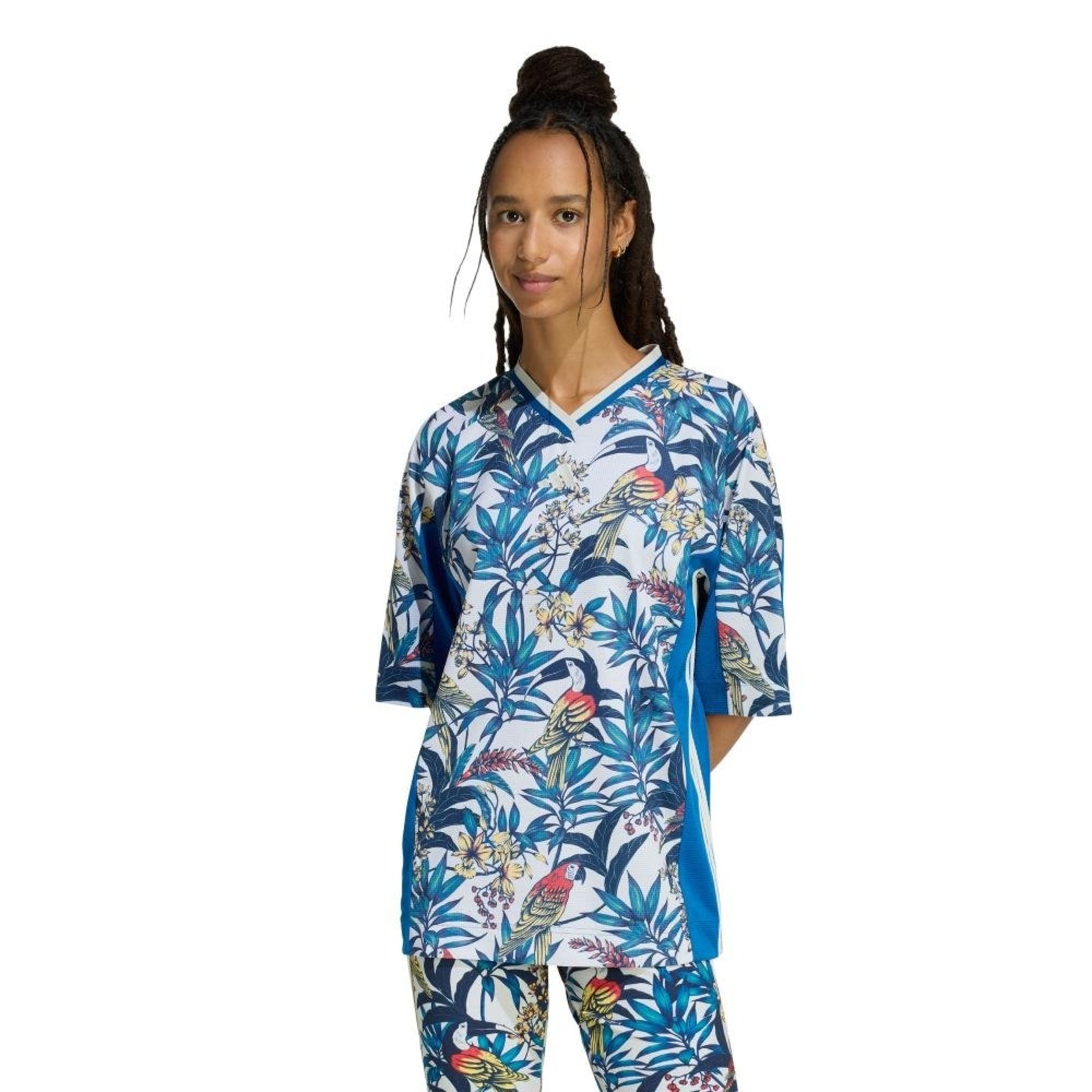 CAMISETA adidas X FARM RIO PREMIUM adidas Sportswear Azul Marinho