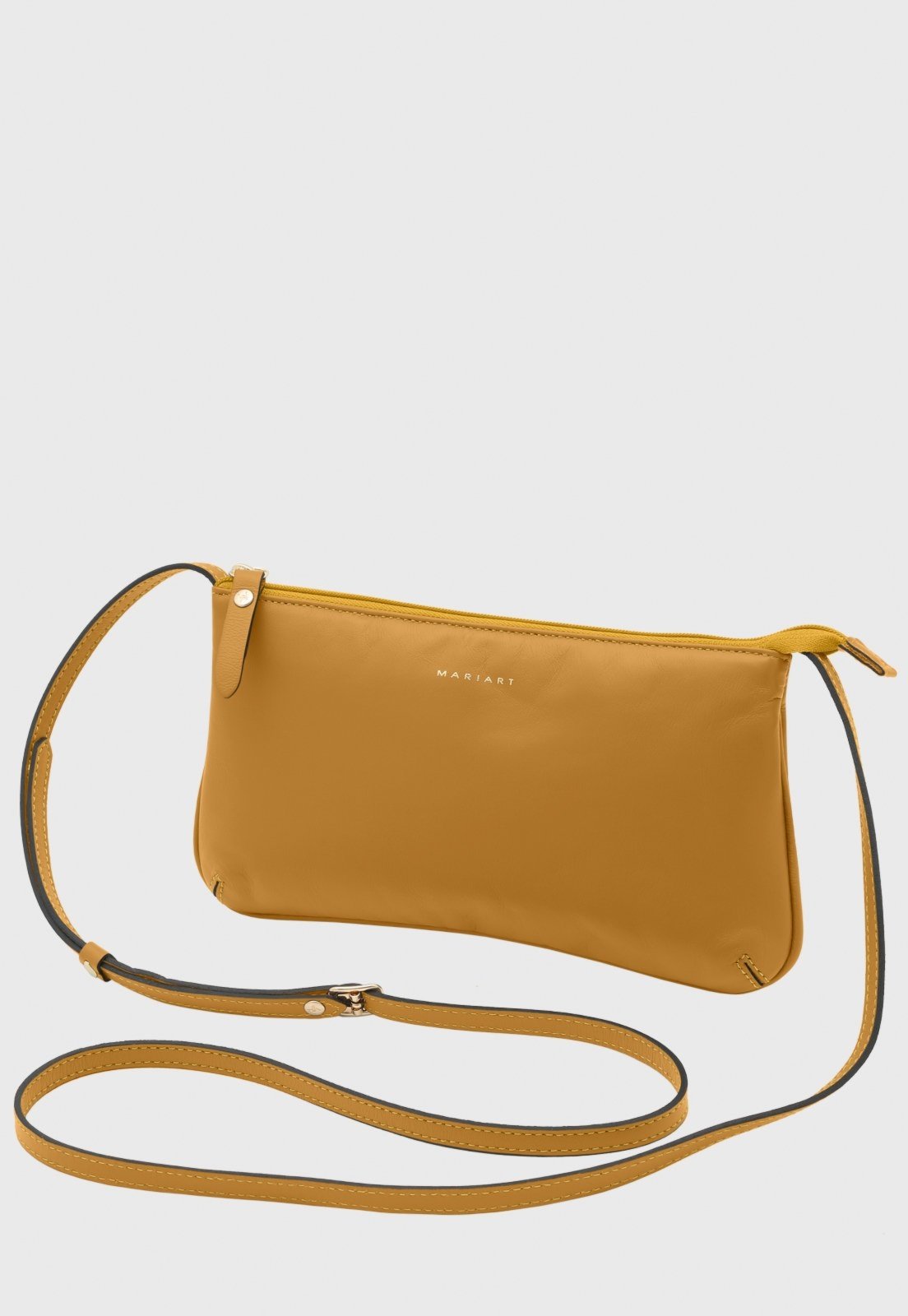 Bolsa Transversal de Couro Mariart Canelinha Amarelo Nanica