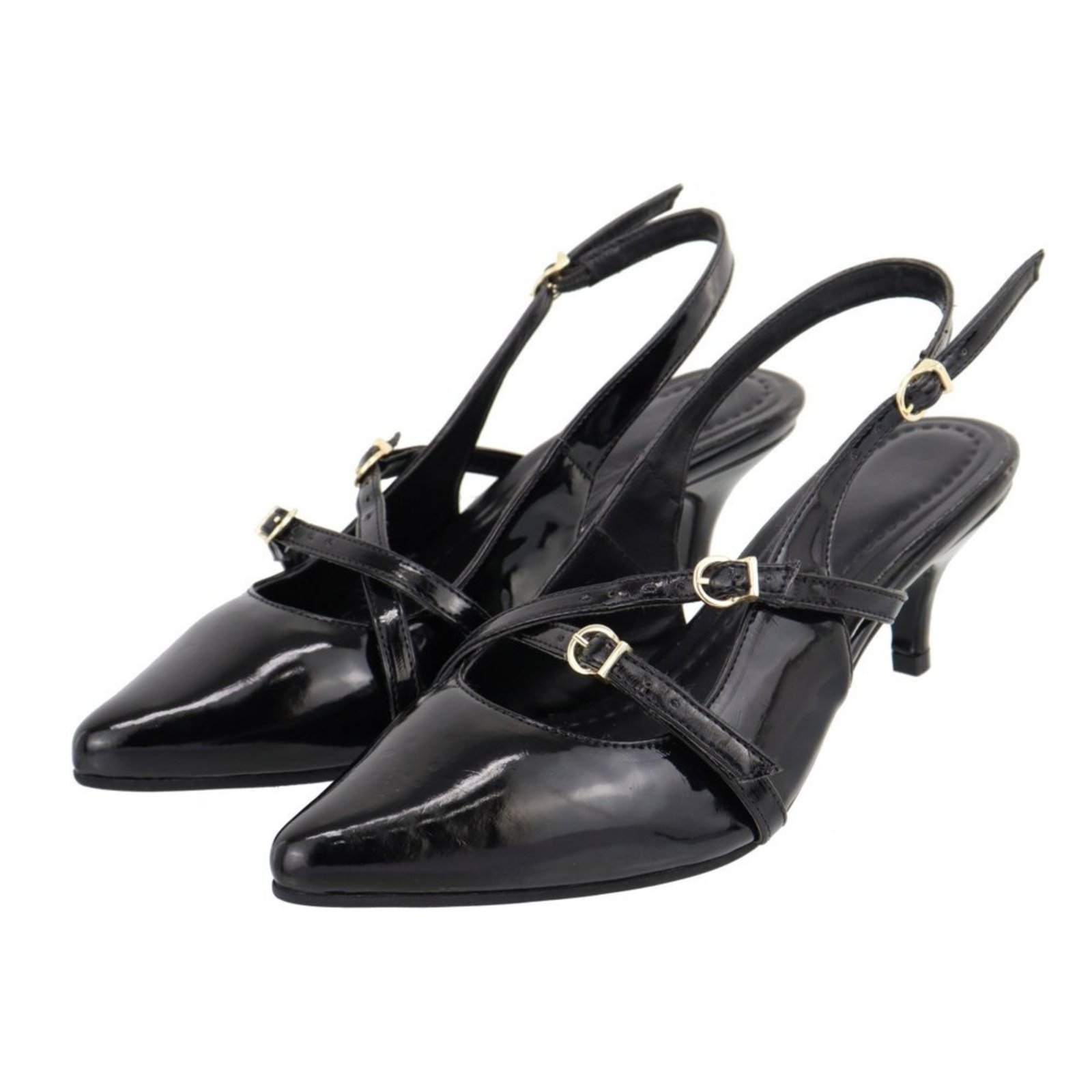 Sapato Social Scarpin Feminino Salto Baixo Fino 6030 Preto