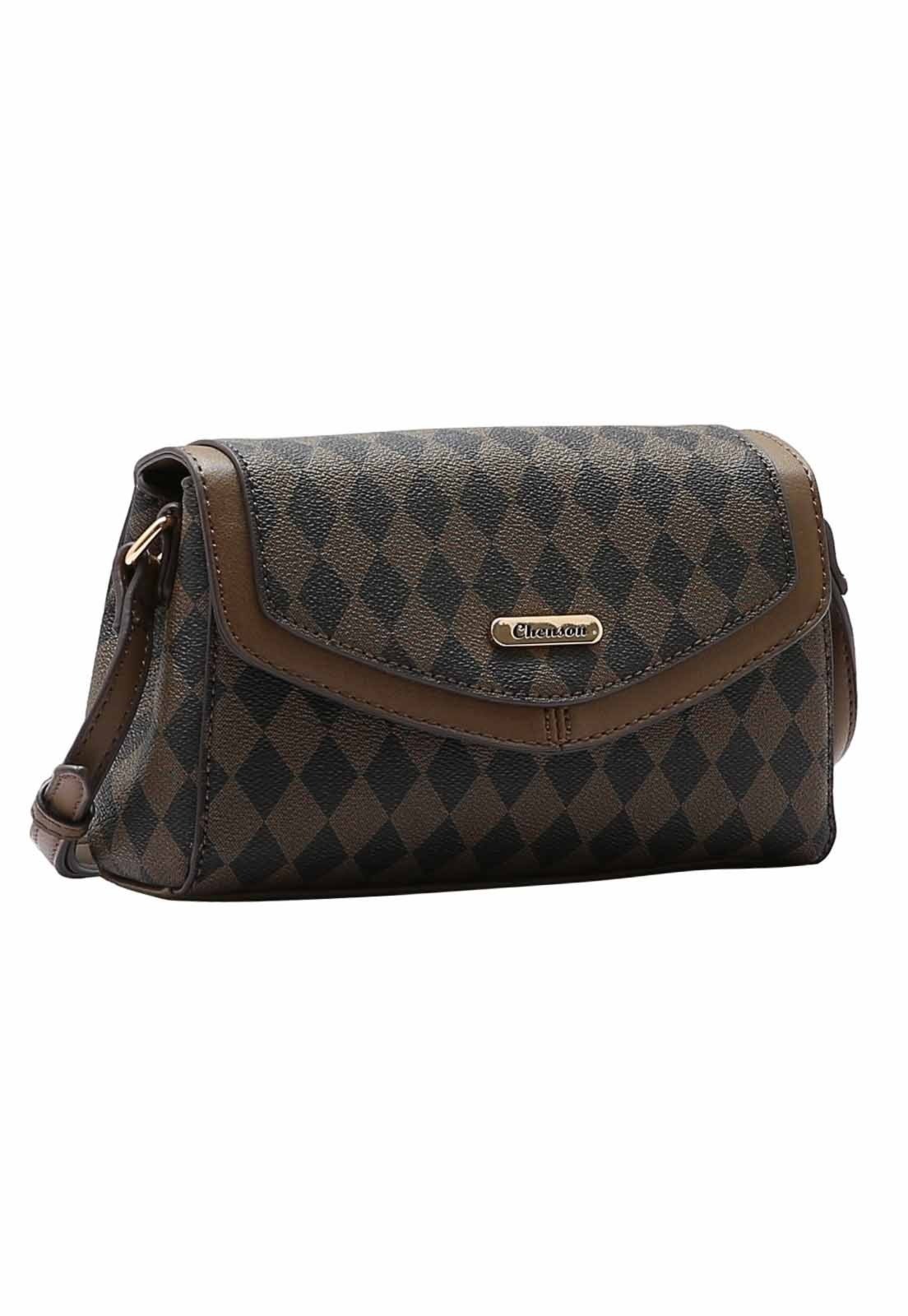 Bolsa Feminina Chenson Original Geométrica Transversal Café 3484855