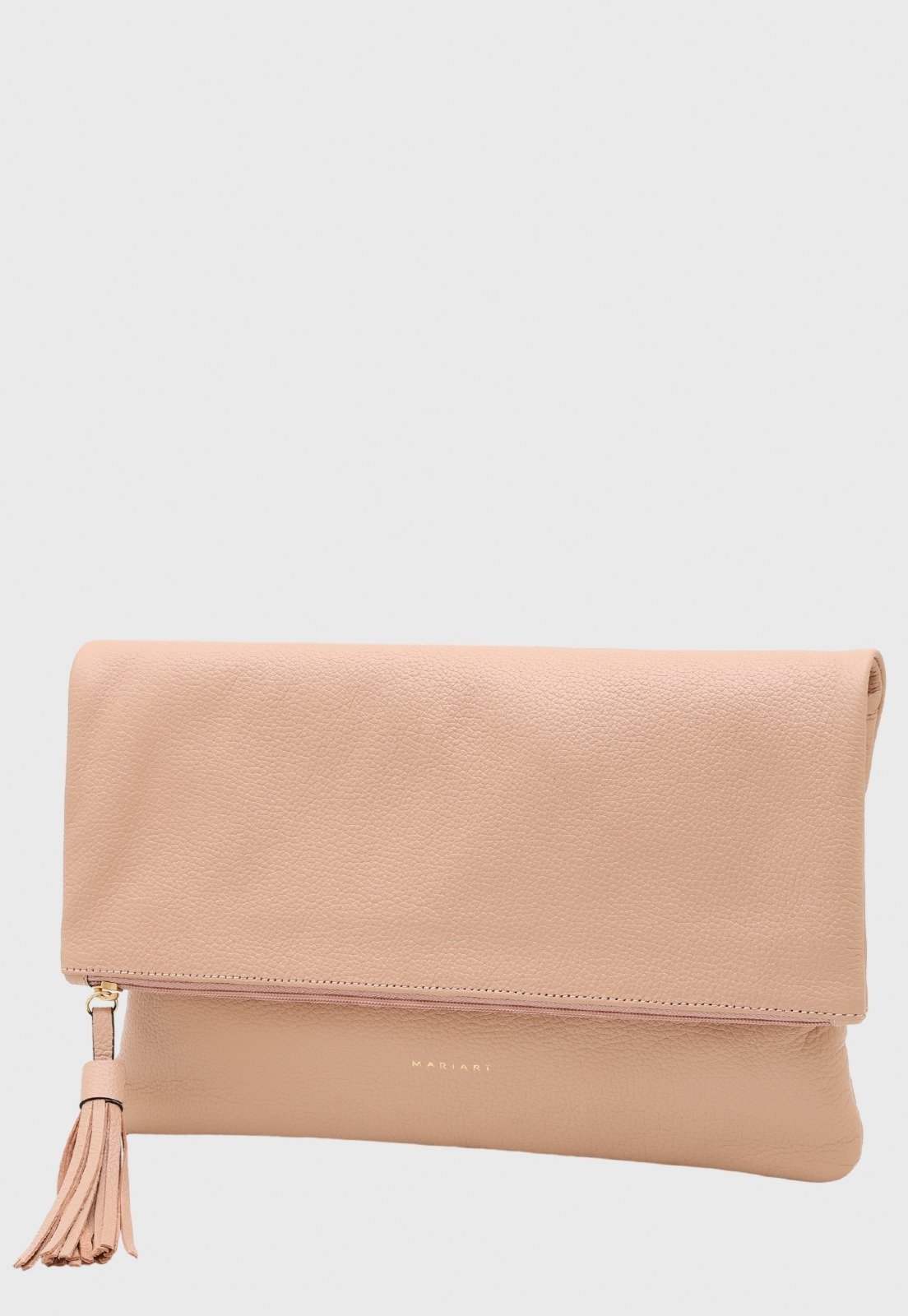 Vista 2 Bolsa Carteira Clutch Couro Mariart Hibisco Creme bege bege
