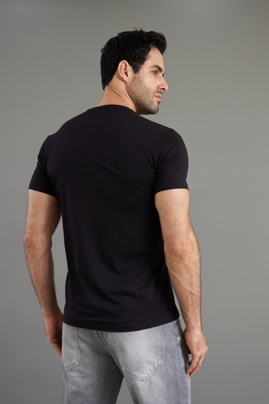 Vista 3 Camiseta Masculina Slim em Algodão Pima Manga Curta Dialogo Dialogo Jeans branco Dialogo Jeans branco