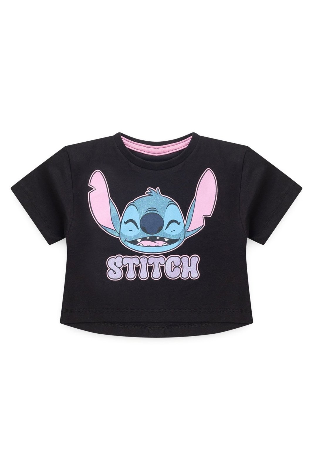 Vista 3 Infantil - Blusa Disney Feminina Stitch Preta preto Disney preto