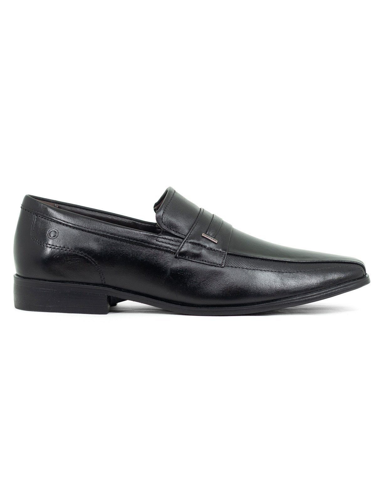 Sapato Social Masculino Mocassim Democrata Unique Couro Elástico Confortável Preto