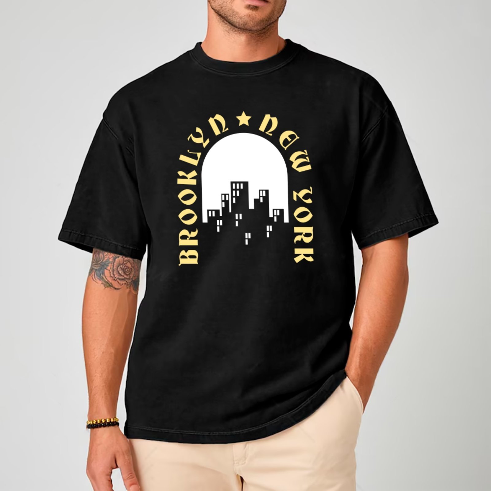 Camiseta Ousy Unissex Brooklyn New York Visual Exclusivo Básica Preto