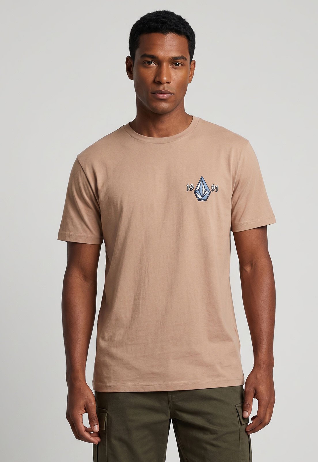 Camiseta Masculina Volcom Silk Countertop Bege