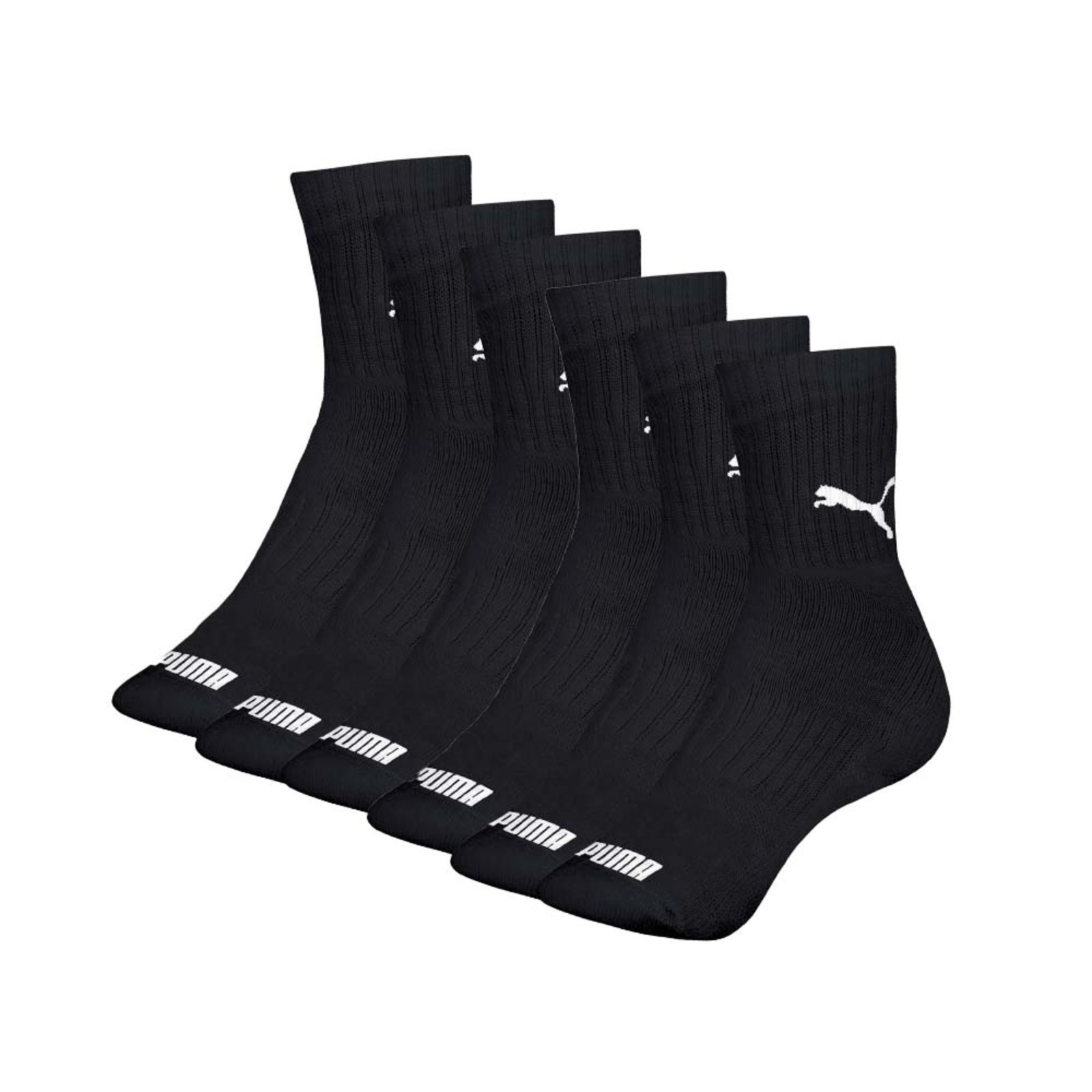 Vista 2 Kit 6 Pares Meia Puma Cano Médio Algodão Atoalhada Adulto Puma preto