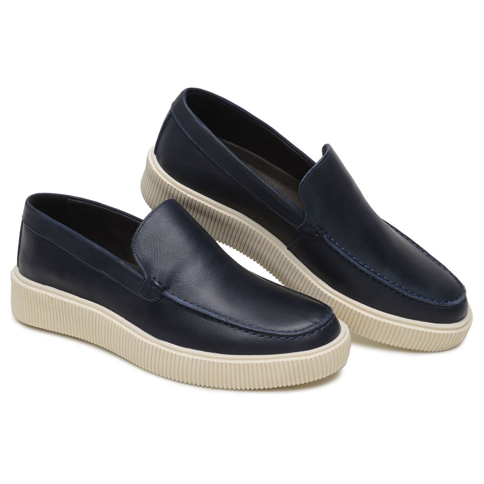 Sapato Casual Masculino Veritimo Mocassim Em Couro Loafer Slip On Derby Versátil Azul