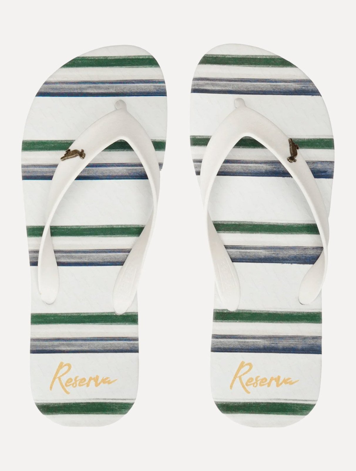 Chinelo Reserva Masculino RSV Listras Tricolores Branco