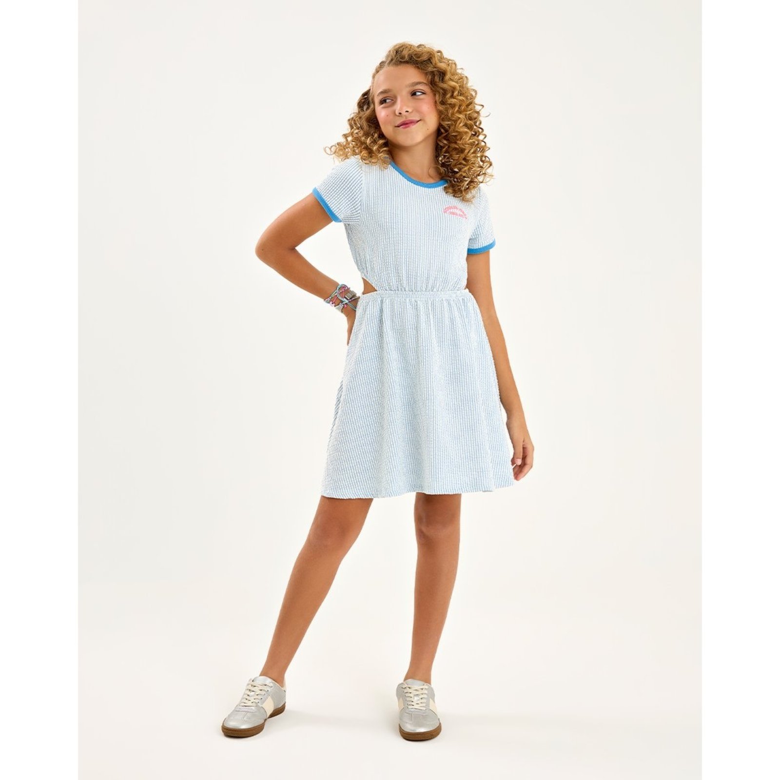 Infantil - Vestido Menina em Malha Canelada Listrada