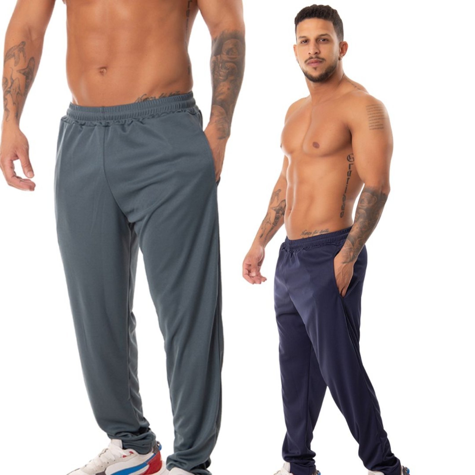 Kit 2 Calça Masculina Academia Treino Esportiva Bolso Lisa Multicolorido
