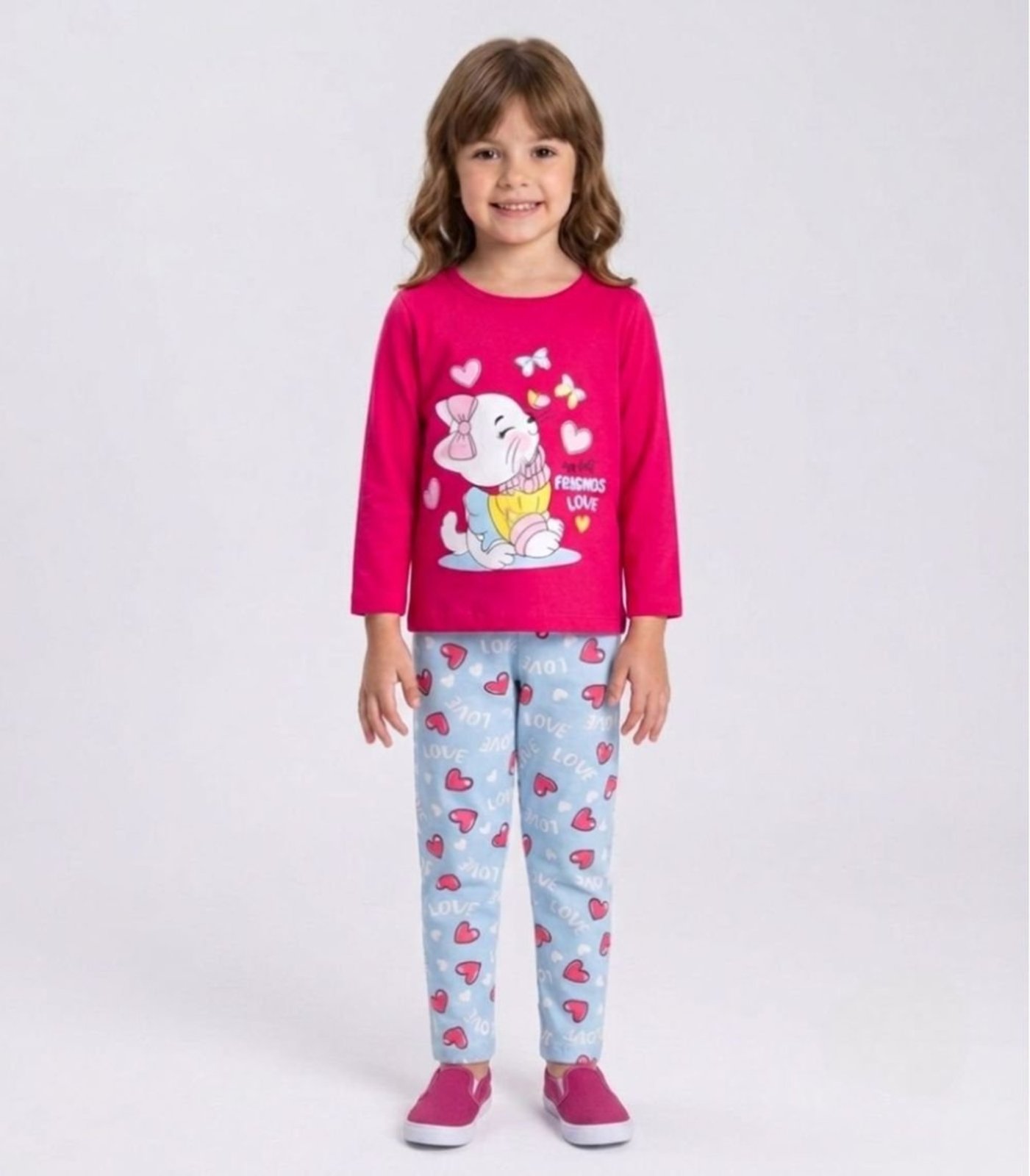 Infantil - Conjunto Algodão Menina Blusa Longa E Calça Select Rosa