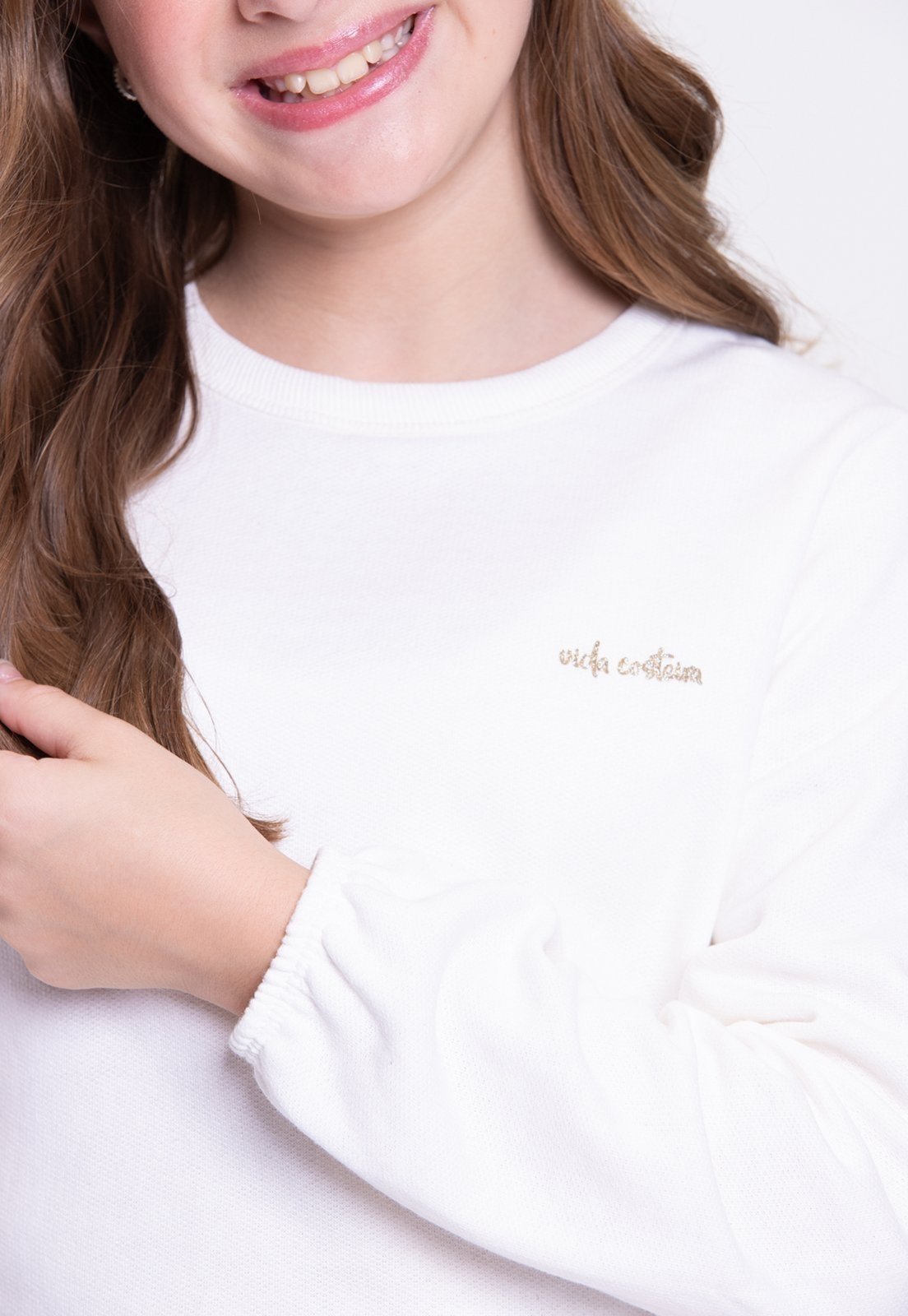Vista 3 Infantil - Conjunto Moletom Mocinha Vida Costeira Off-White off-white white VIDA COSTEIRA off-white white