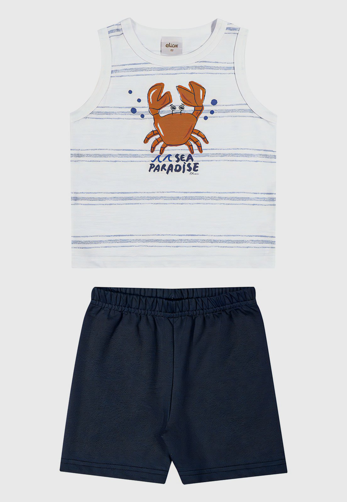 Infantil - Conjunto 2pçs Manga Curta Elian Regata E Bermuda Branco