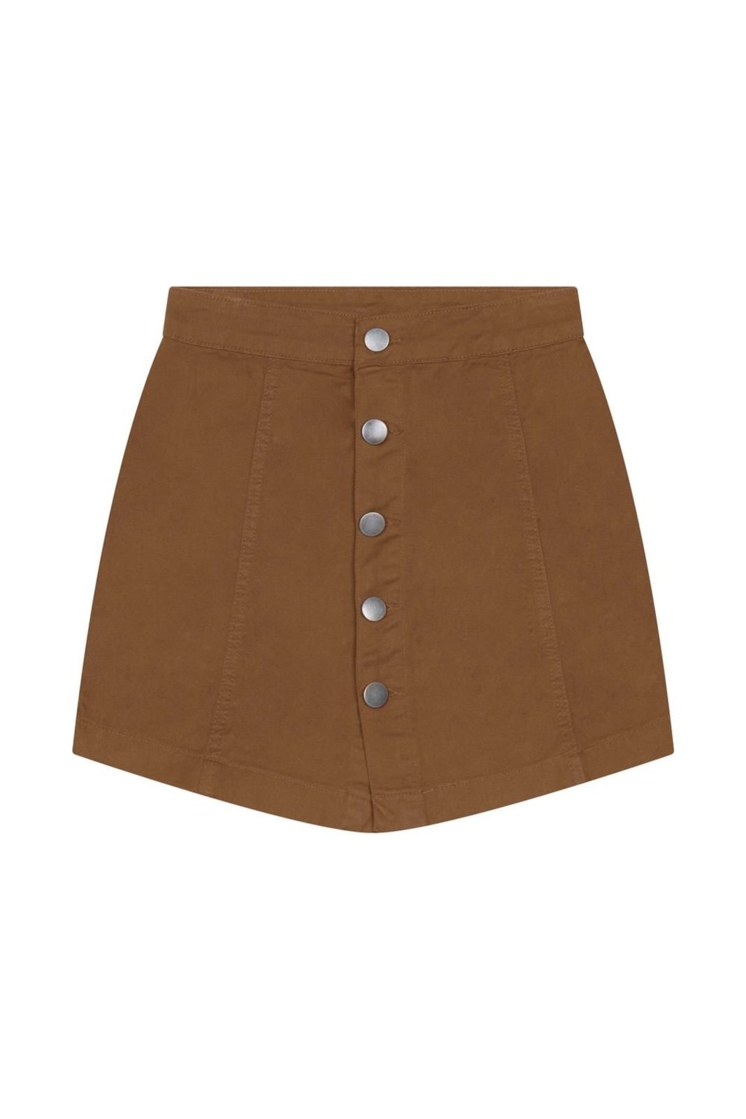 Short Saia Feminino Sarja Botões Marialícia Marrom