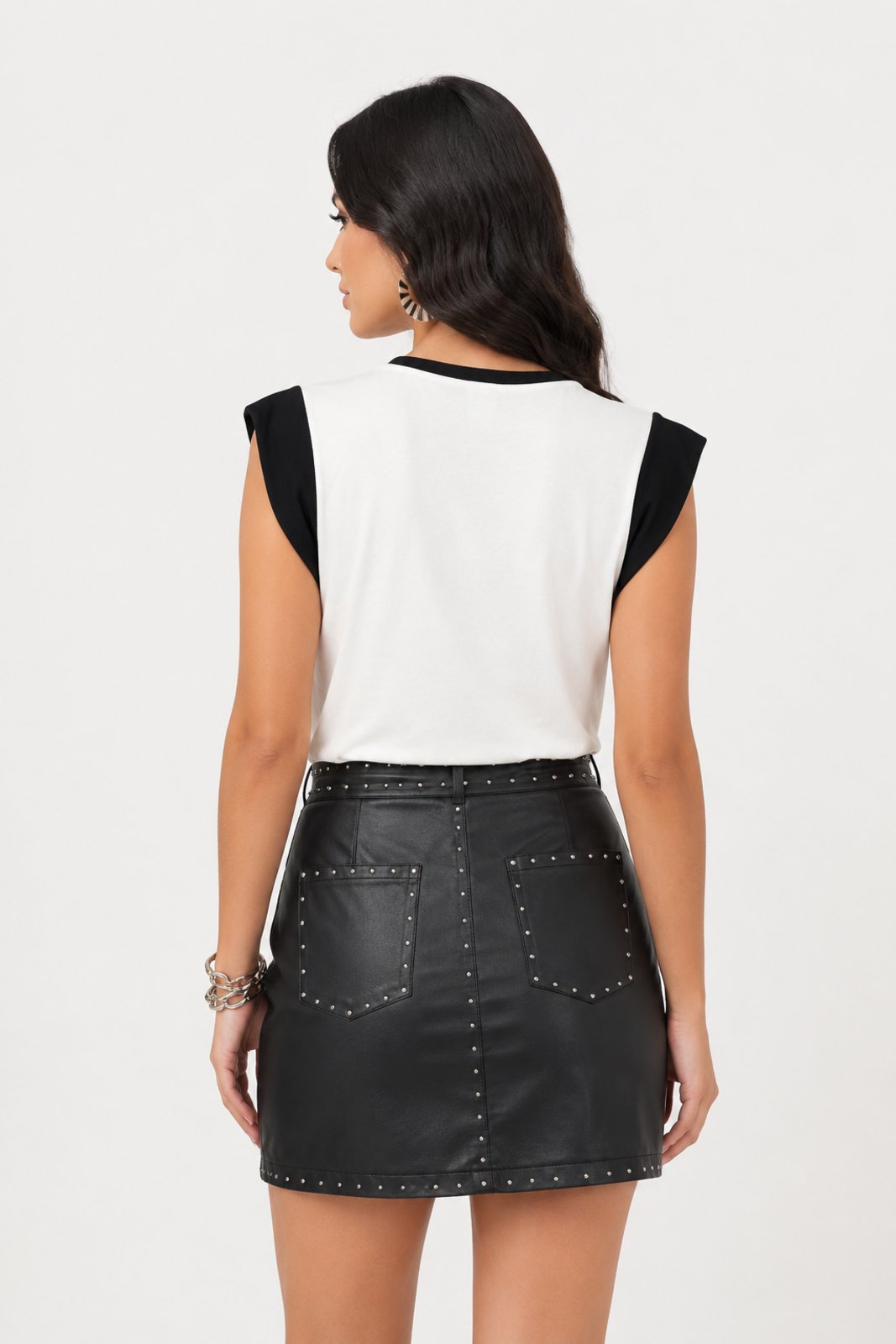 Vista 3 T-Shirt Biocolor D Bell Outlet Fashion Ombreira Preto e Off White off-white/preto white D BELL OUTLET FASHION off-white/preto white