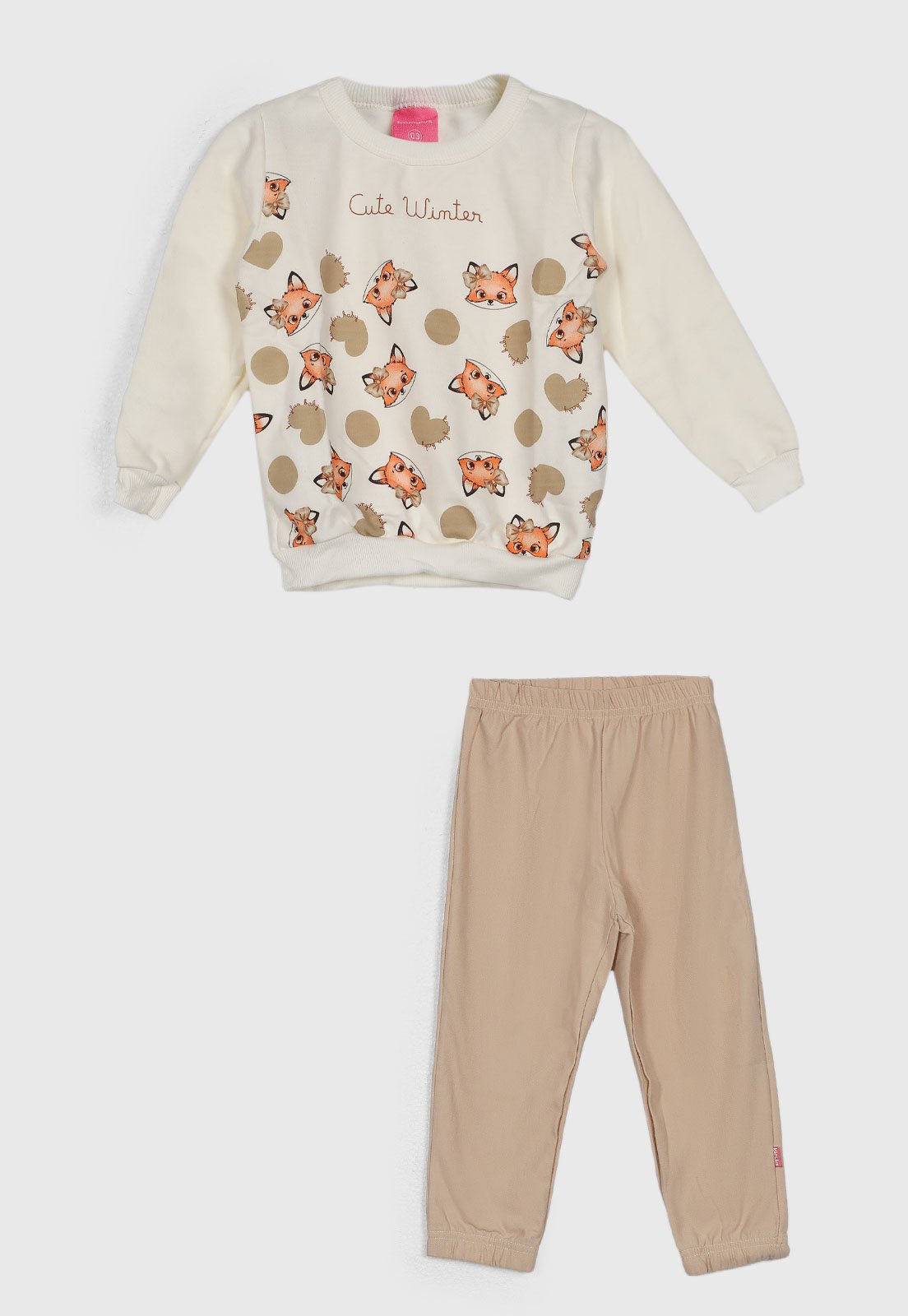 Conjunto Longo Kamylus Raposas Bege