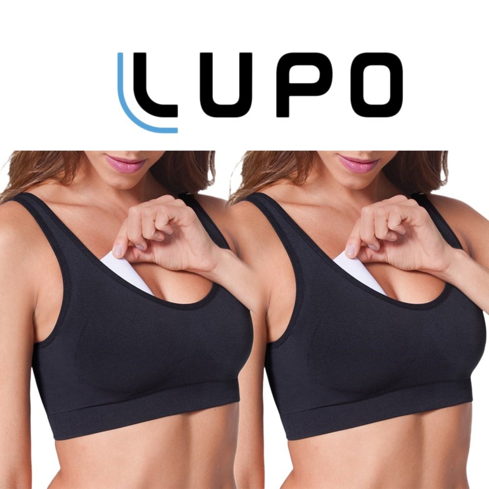 Kit 2 Top Loba Bojo Removível Sem Costura Cor: Preto