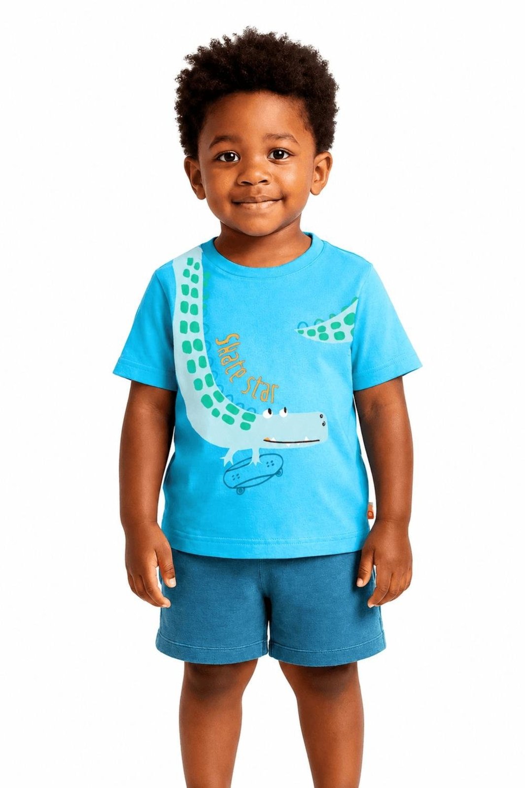 Infantil - Conjunto Menino Jacaré Skatista Alphabeto Azul