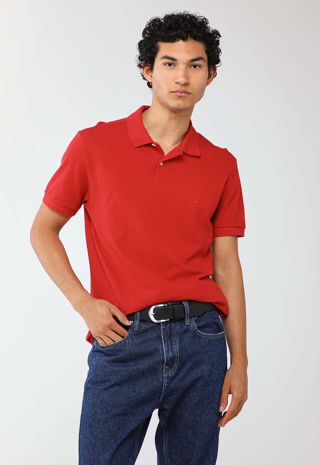 Polo Masculina Aramis Logo Bordado Vermelha