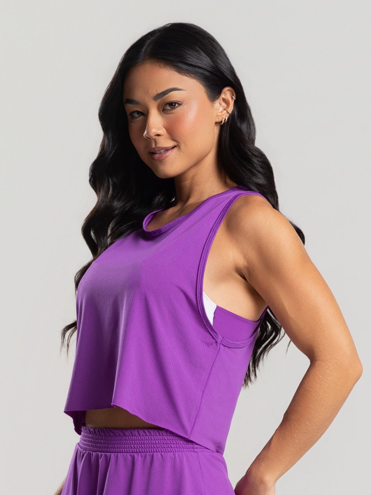 Cropped Regata Feminino Fitness Beach Tennis Tecido DryFit Vicbela Roxo