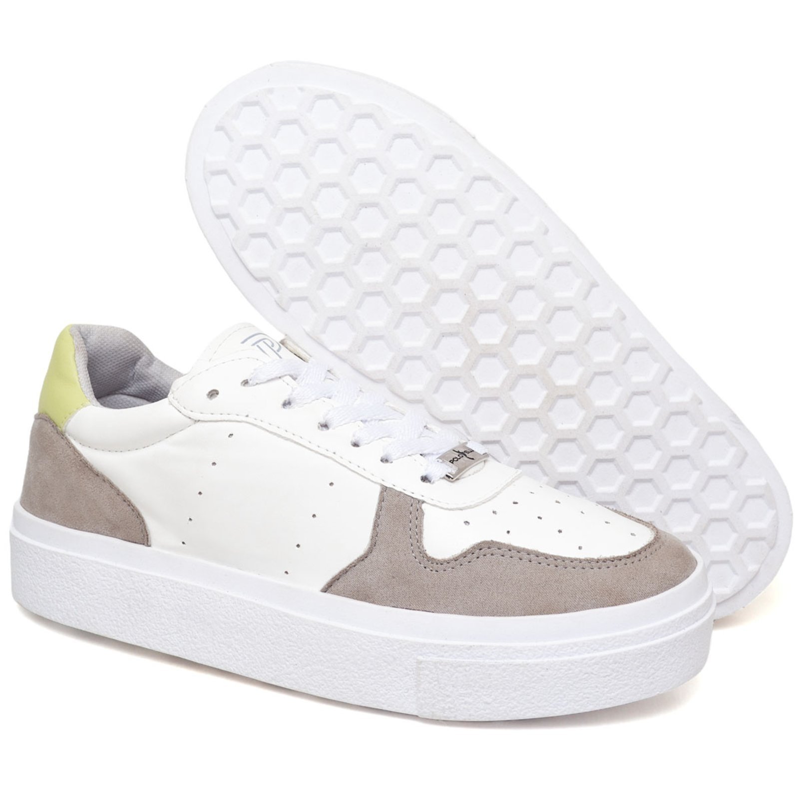 Tênis Feminino Branco Sola Alta em Camurça e Verniz Polo Blu do 34 ao 40