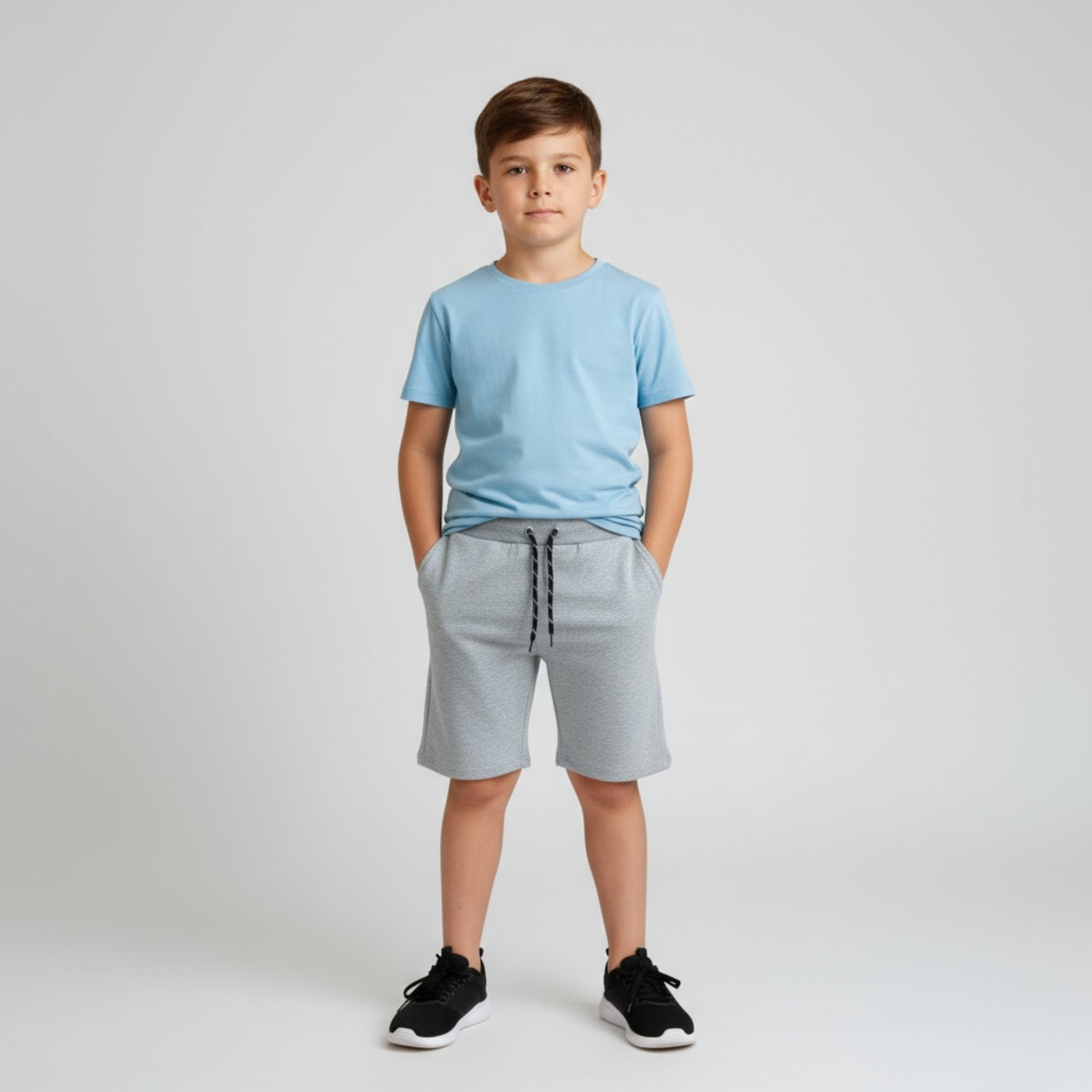 Infantil - Bermuda Moletinho Masculina Cinza Mescla Aliarthe