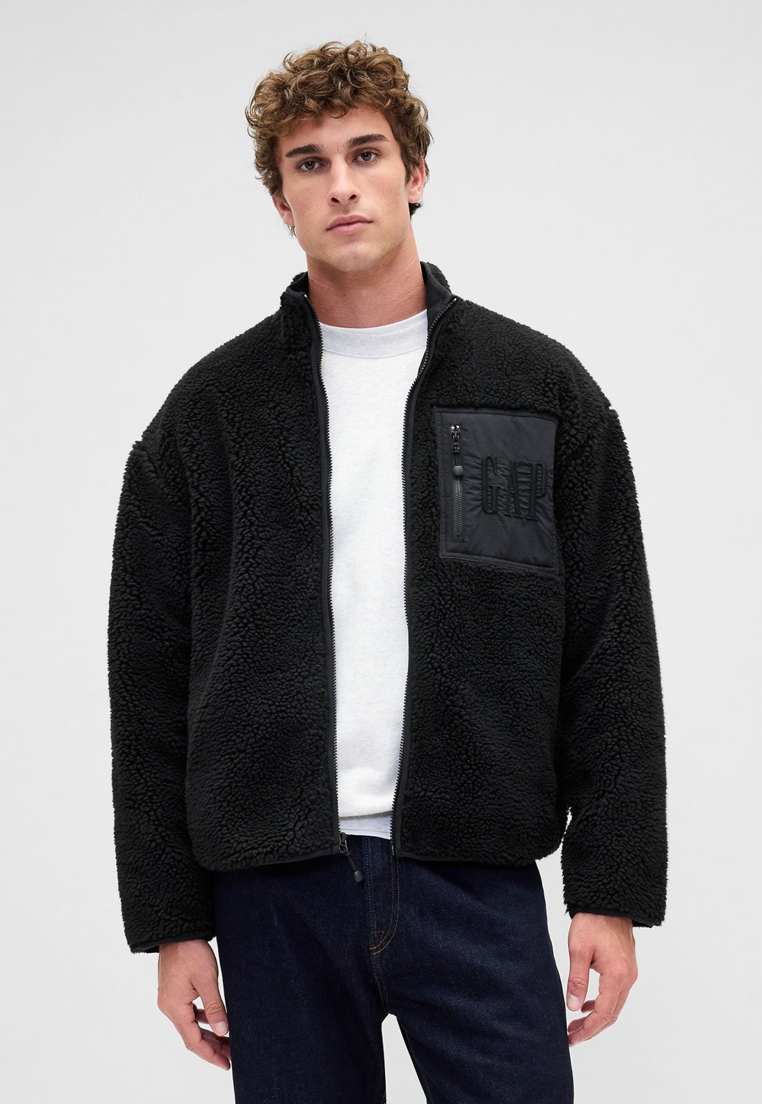 Jaqueta Masculina GAP Fleece Peluciada Preta
