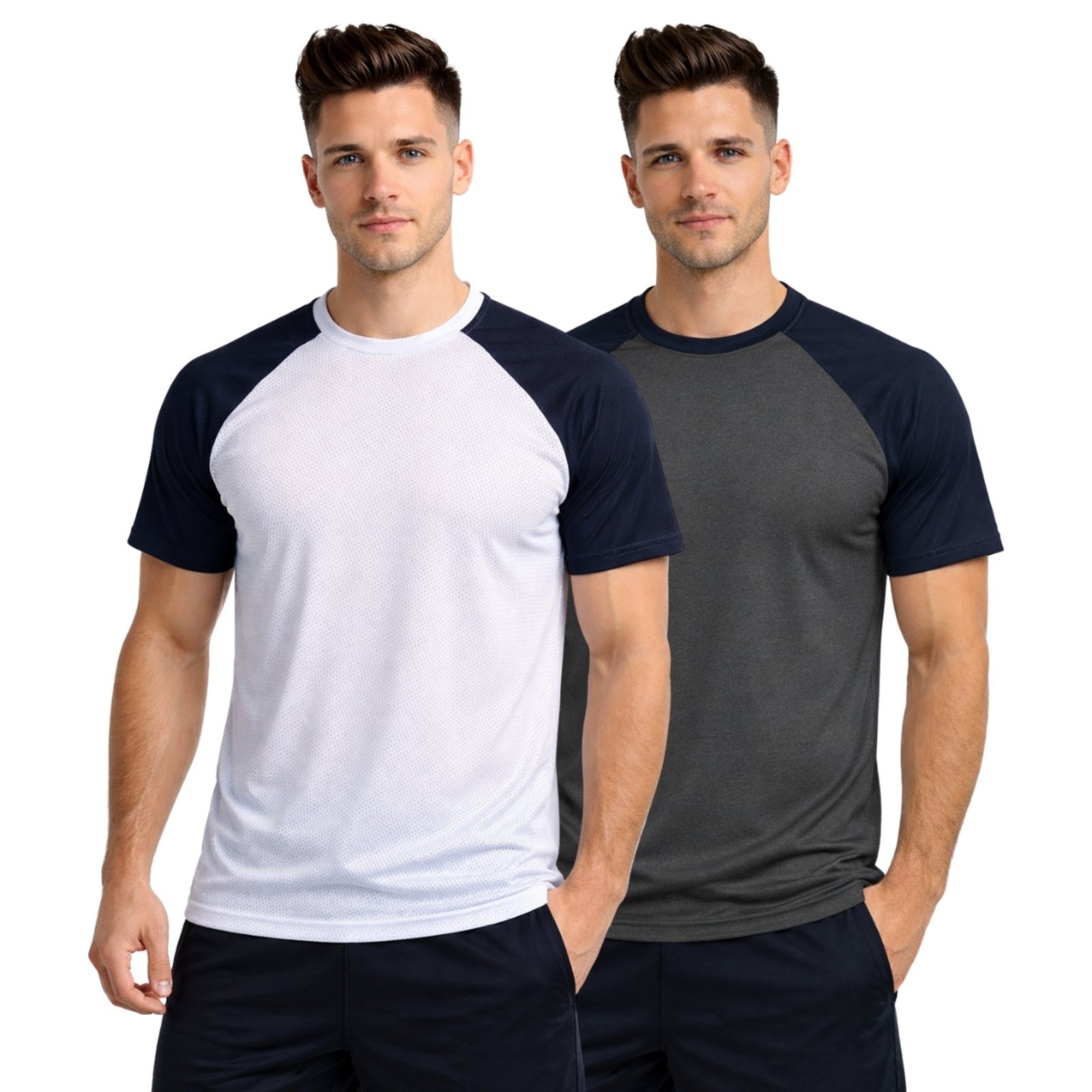 Kit 2 Camiseta Masculina Esportiva Dry Fit Camisa Gola Redonda Duas Cores