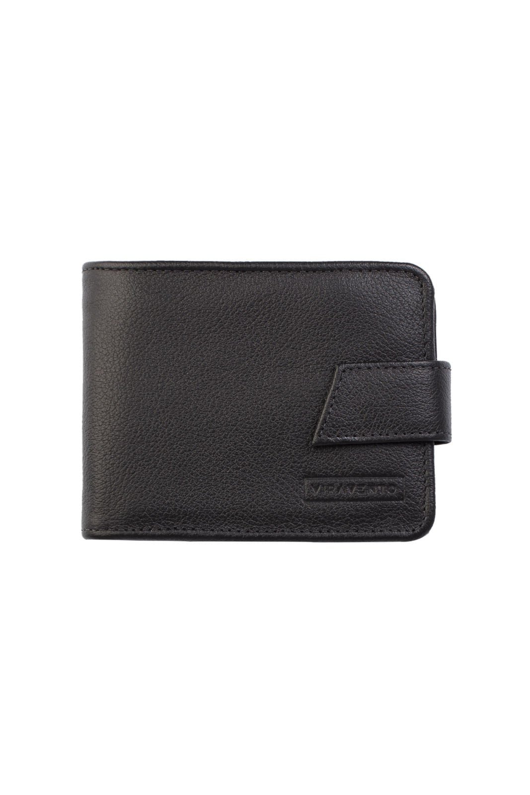 Carteira masculina de couro floater com botão Dylan 9,5x11,5cm - Preta