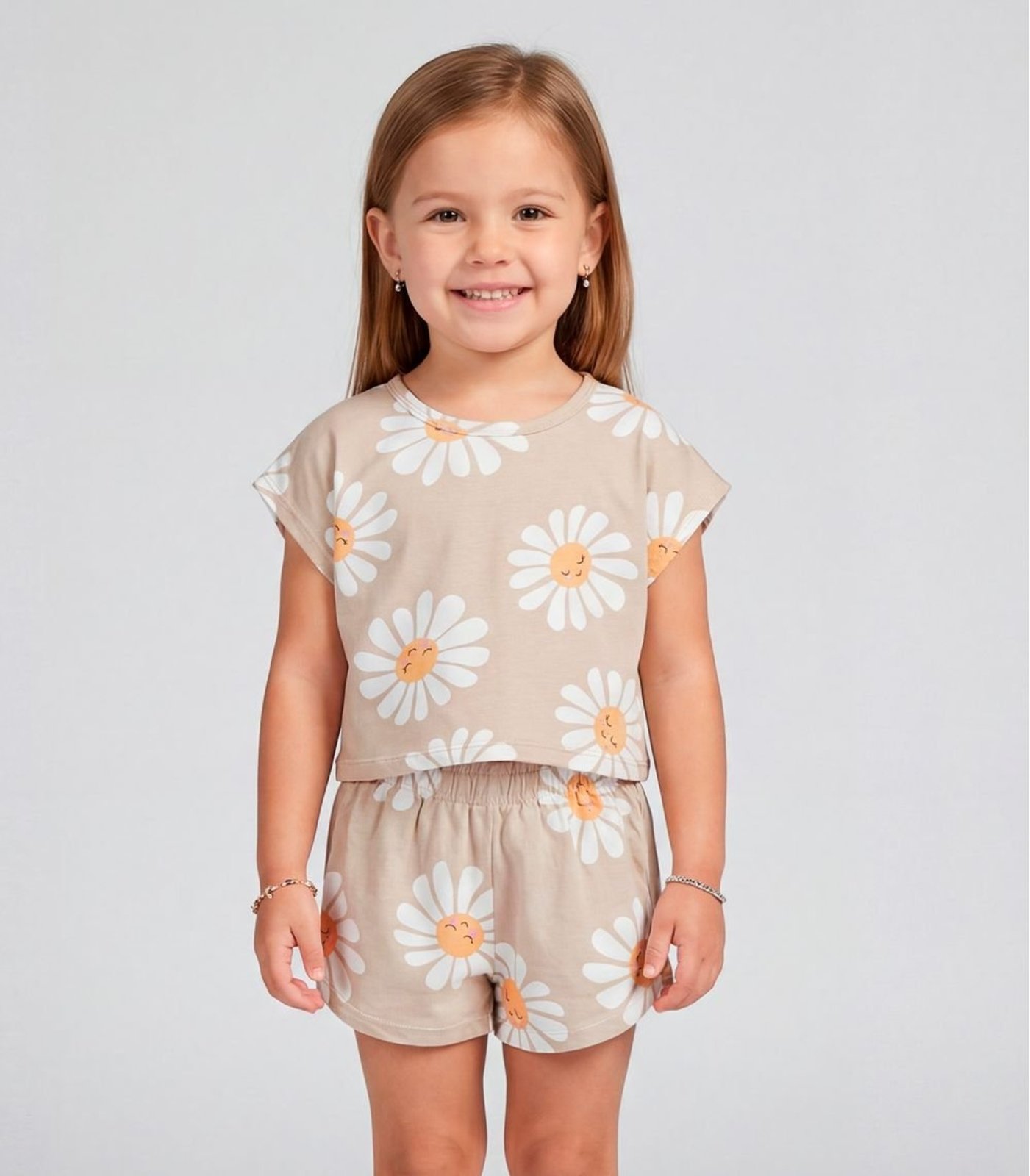 Vista 3 Infantil - Conjunto Feminino Short E Blusa Select laranja Select laranja