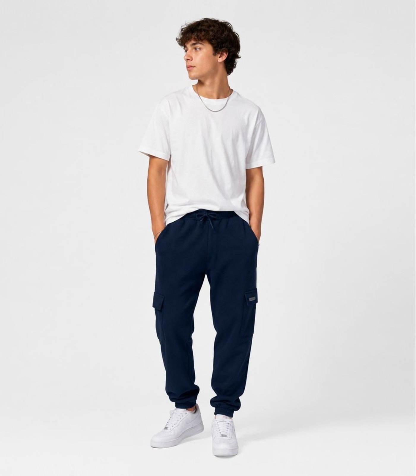 Infantil - Calça Juvenil Moletom Peluciado Cargo Minty Azul