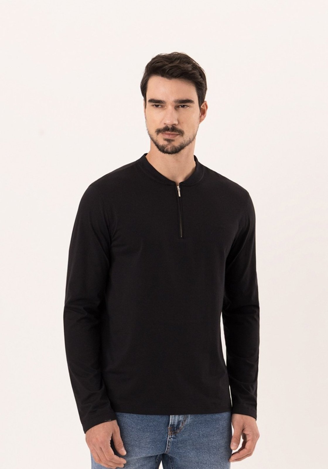Camisa De Mangas Longas Com Gola Padre