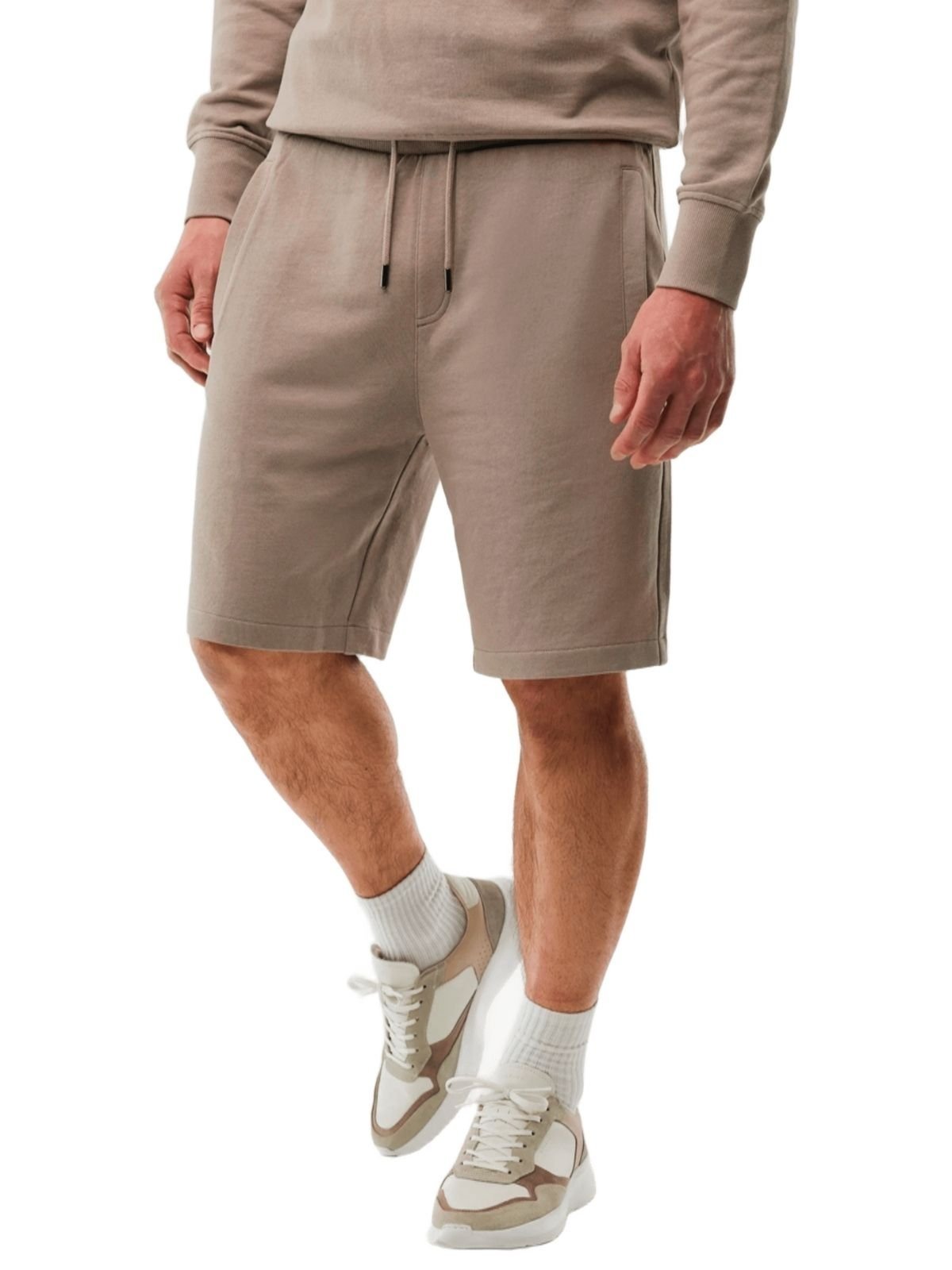 Bermuda de Moletom Slim Fitness Moda Masculina Casual - Bege