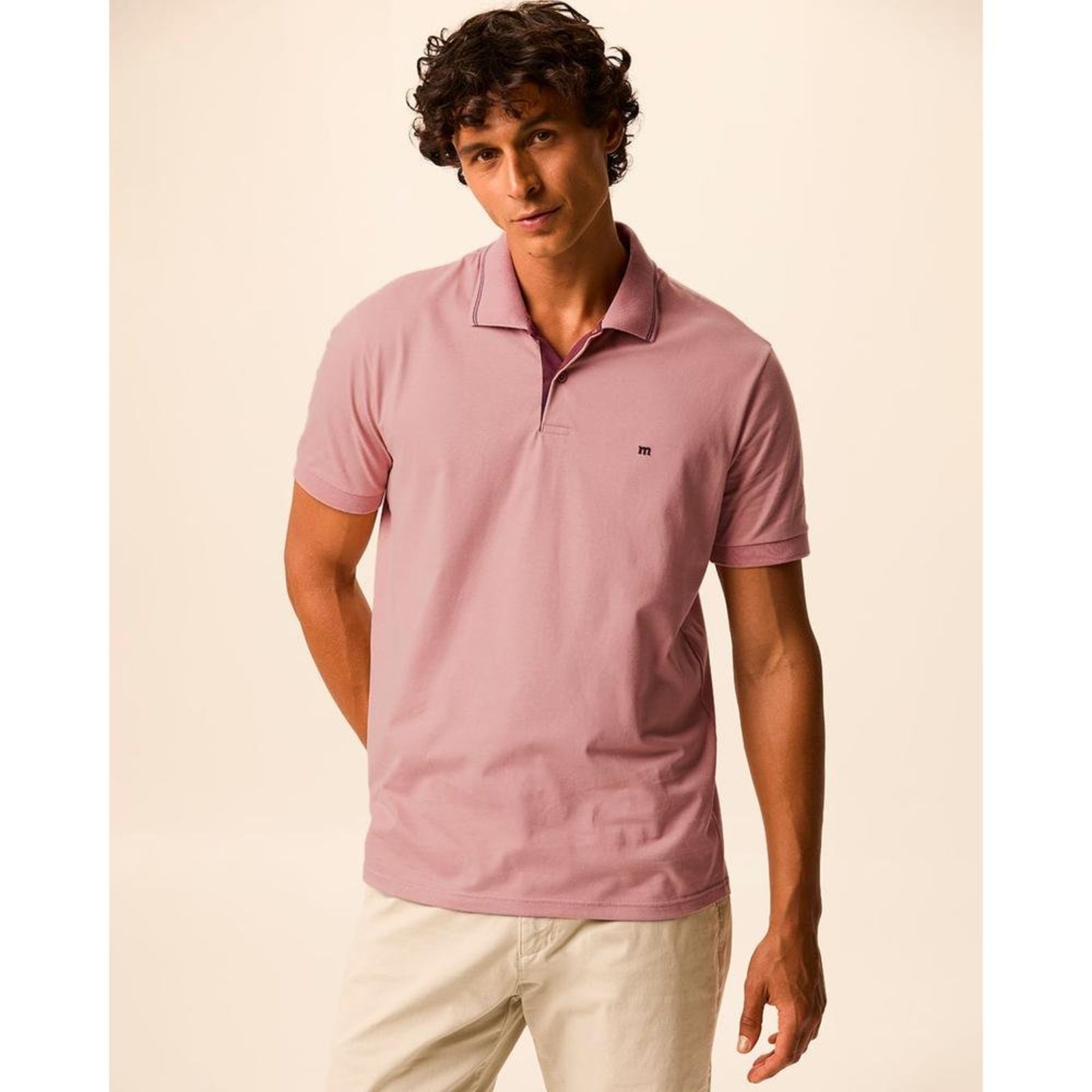 Camisa Polo Básica Masculina Peitilho Com Botões E Bordado Frontal Em Algodão
