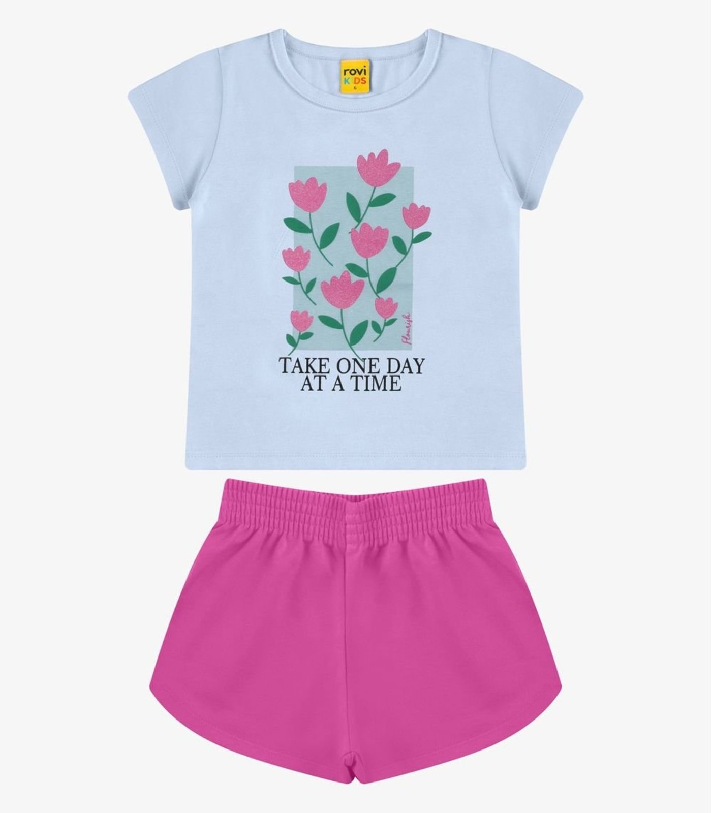 Infantil - Conjunto Blusa com Shorts Meia Malha Rovi Azul