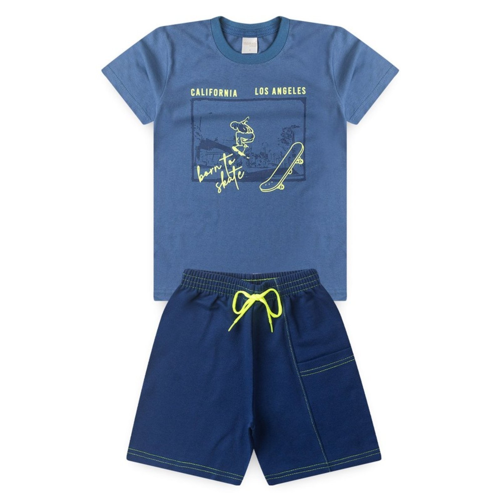 Vista 3 Infantil - Conjunto Molekada Verão Menino Camiseta e Bermuda com Bolso California Skate verde Molekada verde