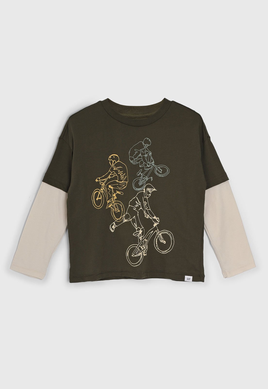 Vista 2 Infantil - Camiseta GAP Sobreposição Estampa Ciclistas Escuro verde GAP verde