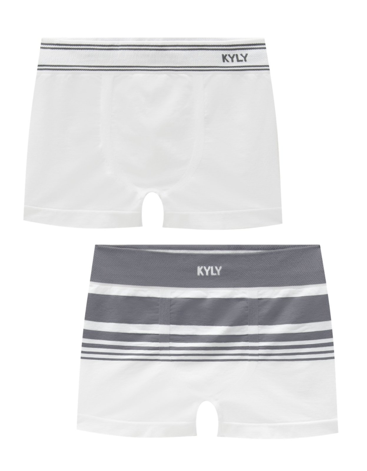 Vista 2 Kit 2pçs Cueca Menino Kyly Listrado branco Kyly branco