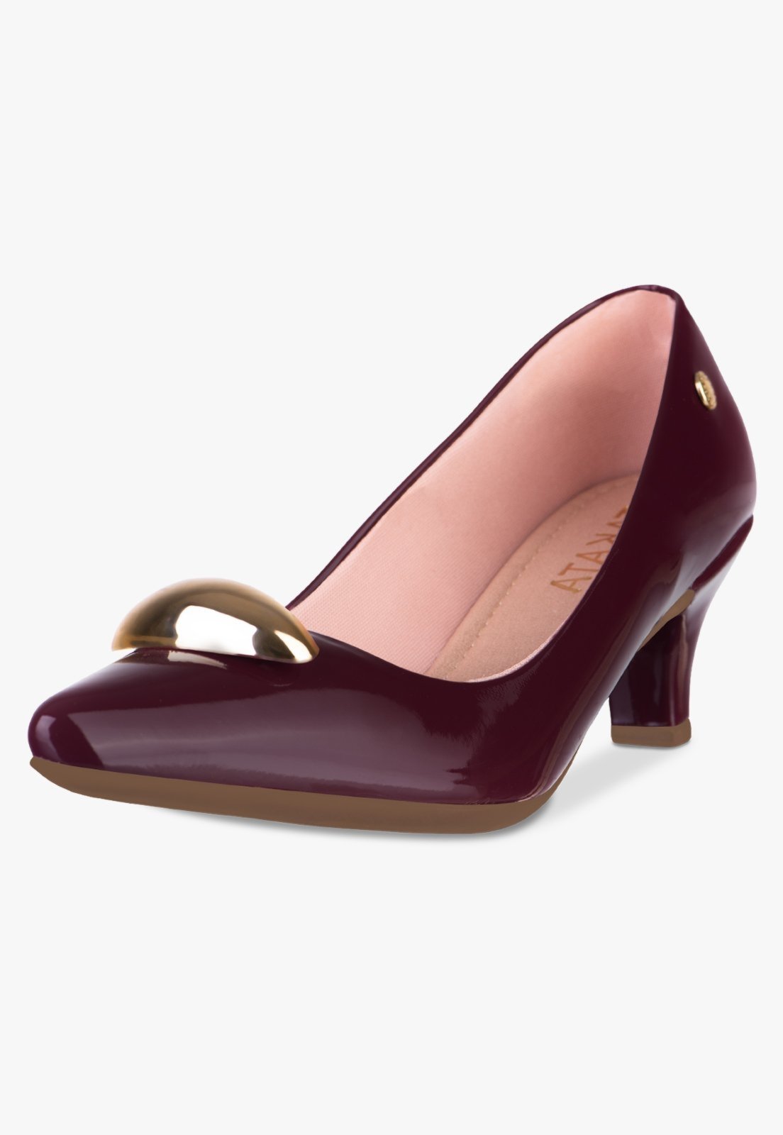 Vista 2 Scarpin Feminino Salto Fino Baixo Enfeite Metal Dourado Metalizado TAKATA BY RAFAEL TAKATA vinho TAKATA BY RAFAEL TAKATA vinho