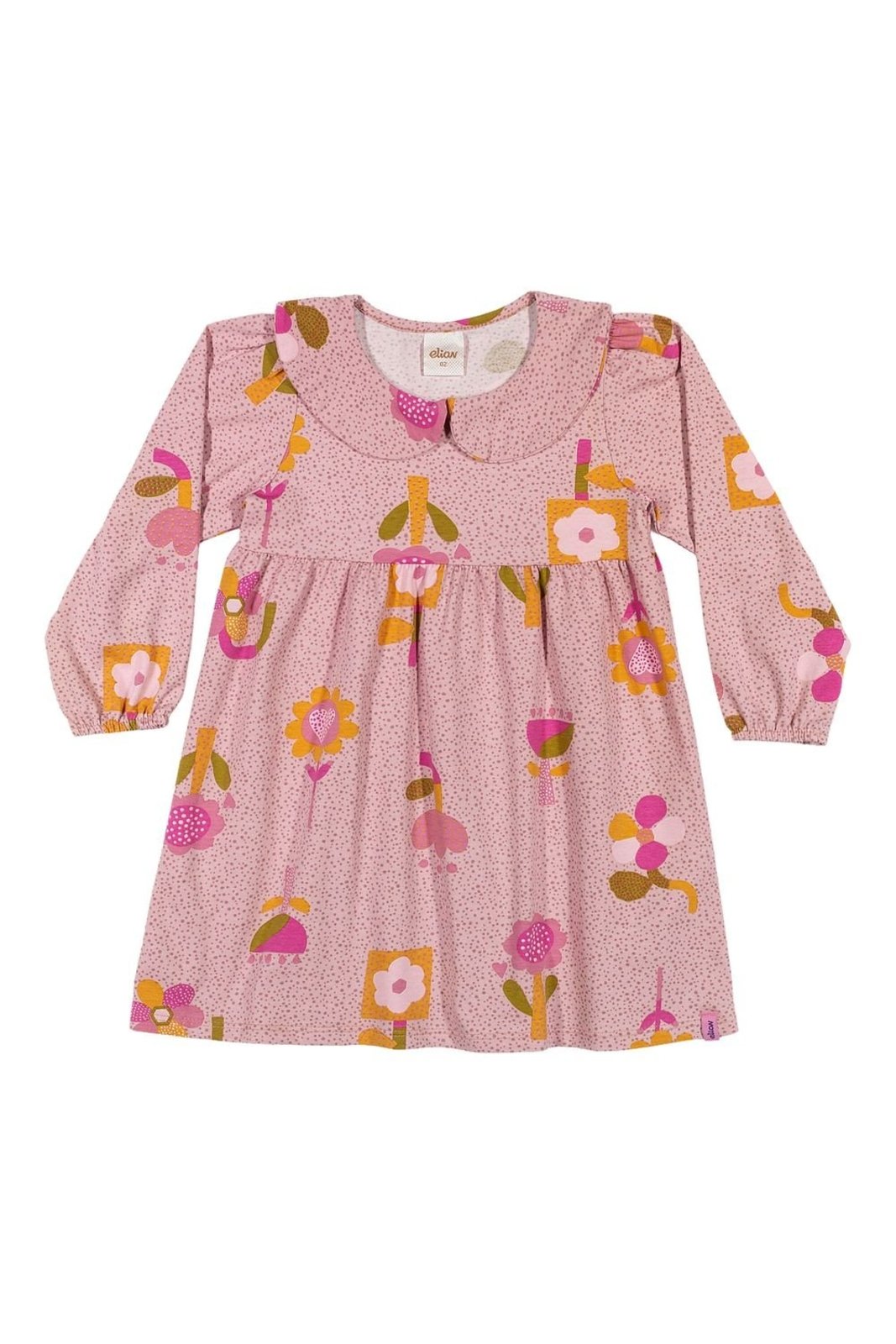 Infantil - Vestido Menina Floral Gola Boneca Elian Rosa