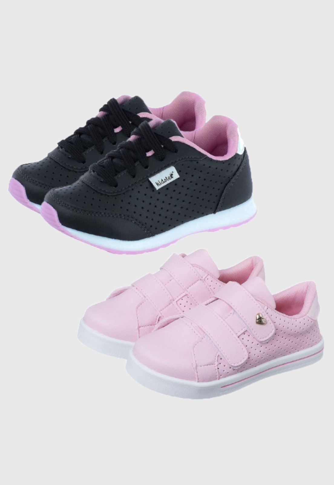 Infantil – Kit 2 Pares de Tênis Feminino Escolar Jogging e Casual Rosa tep